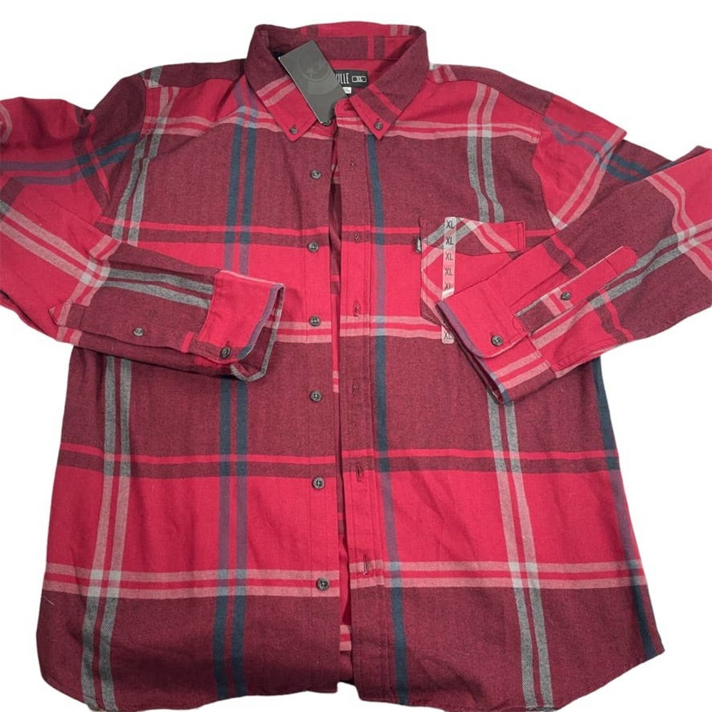 Caliville Size XL Red Plaid Flannel Shirt Unlined New w Tag Shacket Light